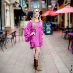 pink flowy ruffle top